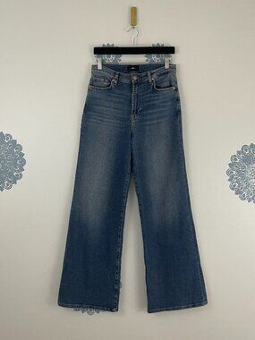 7 For All Mankind Ultra High Rise Jo Wide Leg Jeans in Sea Level Size 29